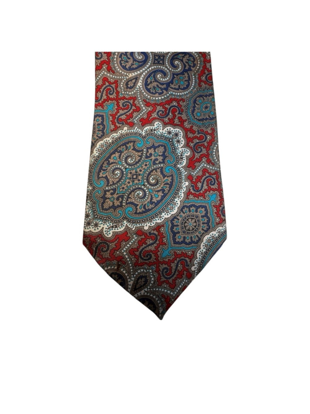 Wembley Paisley Silk Necktie Red Blue Gray Classic Mens Tie Made in Korea - Picture 1 of 6